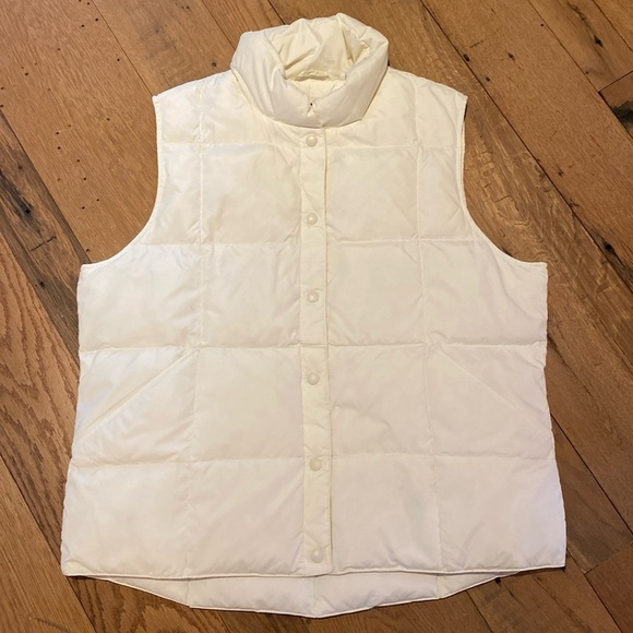 Lands End Down Puffer Vest Winter White Cream Size LARGE - Picture 1 of 8
